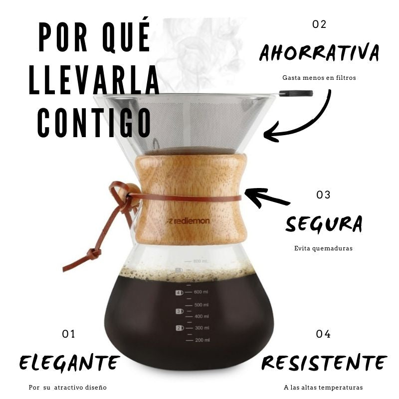Cafetera de goteo manual con filtro de acero 800 ml Mercado de Cafés